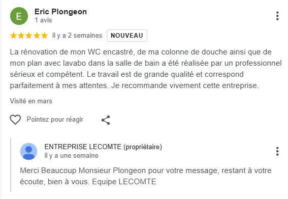 5 étoiles sur google 